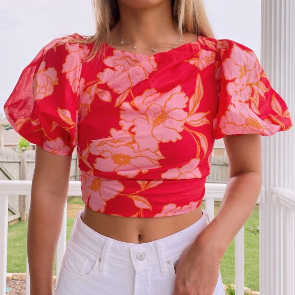 olivaceous Crop tops Printed Taffeta (SKU522)